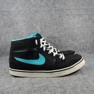 Nike Shoes Mens 12 Sneakers Ruckus Mid Black Leather Blue Swoosh Padded Collar